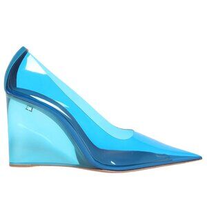 Amina Muaddi Ane PVC Glass 95mm Wedge pumps - Sz 10.5 US / 40.5 EU